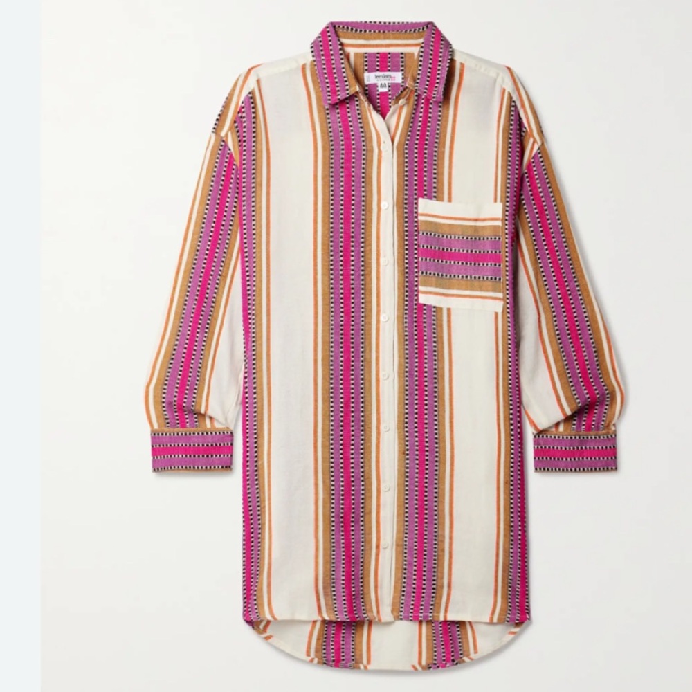 LEMLEM Liya Kebede Striped Oversized Miriam Shirt Dress Coverup Size Med